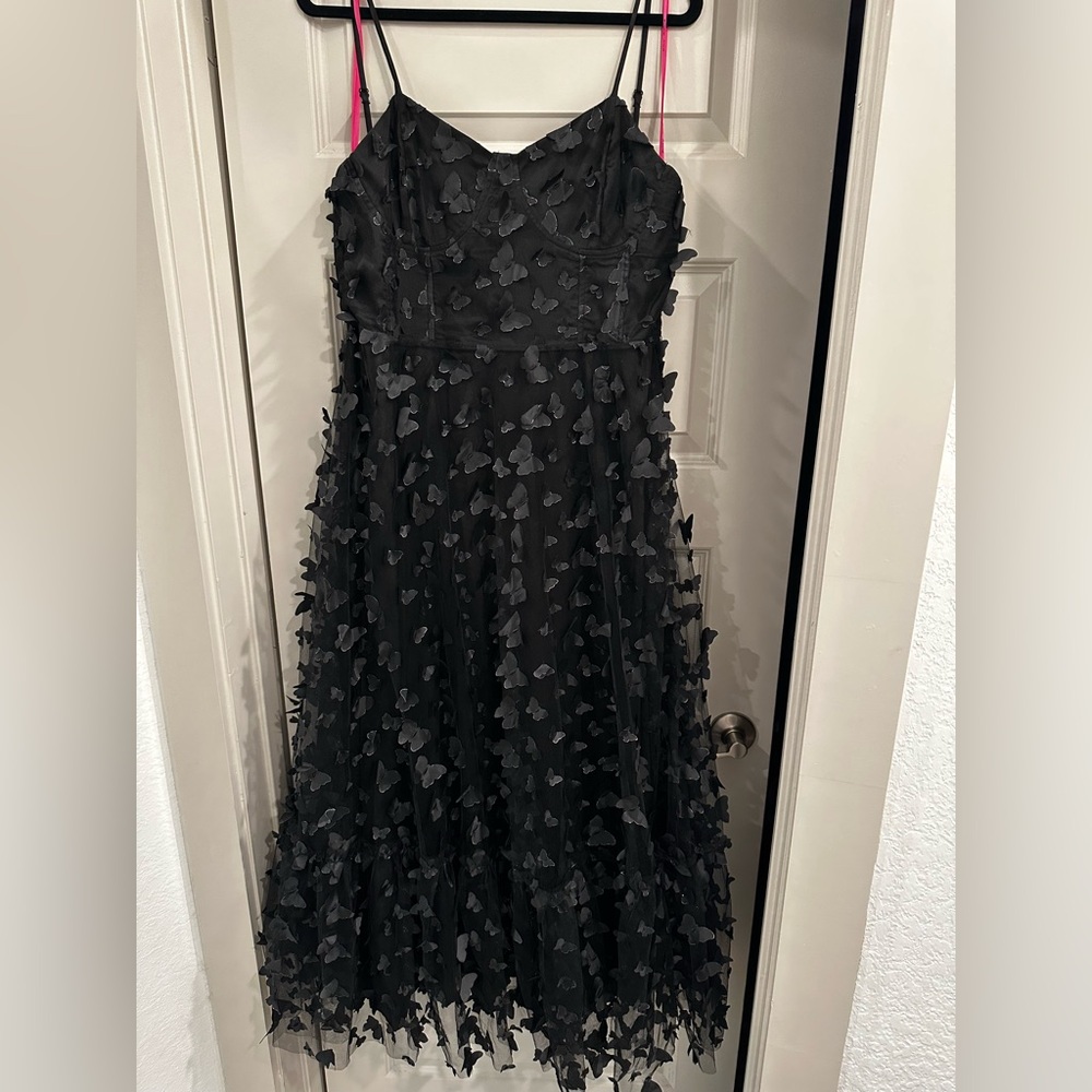 Betsey Johnson Black Butterfly Corset Dress